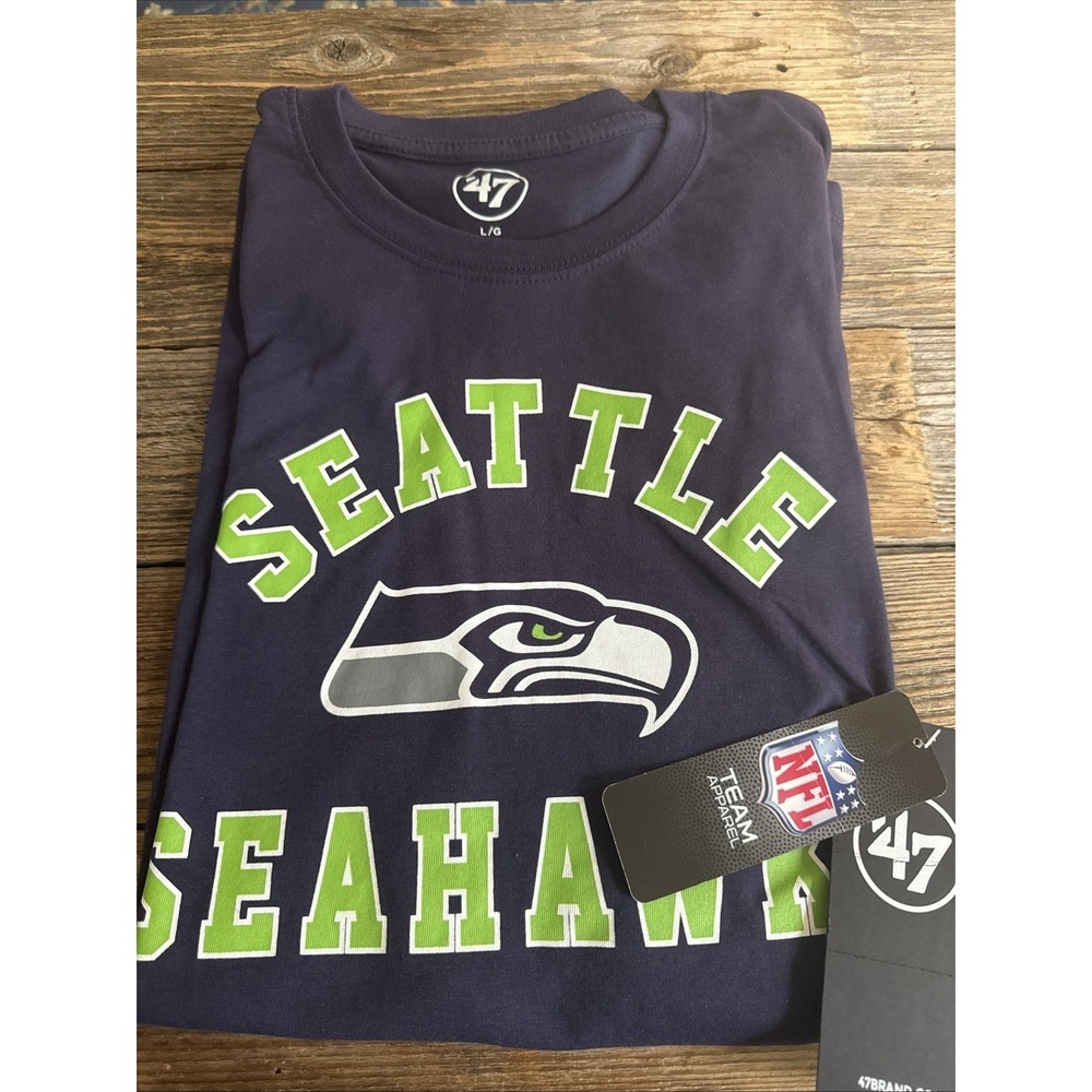 '47 Seattle Seahawks T-Shirt Mens Large Navy Blue Adult‎ NFL Football Fan